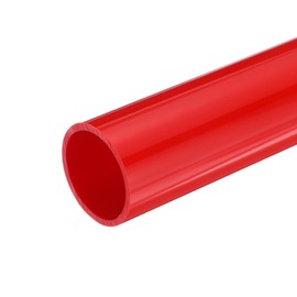sourcing map PVC Rigid Tube Round Pipe Tubing Hardware Tubing 35.2mm ID 40mm OD 20cm/8" Length Red High Impact for Water Pipe, Crafts