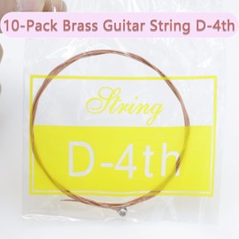 Cheerock 10-Pack Single Guitar Strings for Acoustic Guitars, Brass Guitar String D-4th, Guitar Replacement Steel String, Bright and Well-Balanced Tone Light Tension