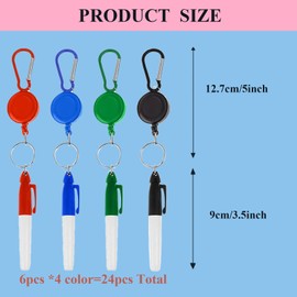 48PCS(24 set) Mini Permanent Markers with Cap Clips Golf Ball Marker Pen Retractable Pen Reel Fine Point Marker Pens Golf Keychain Clips for Badge Dry Erase Markers Black Ink Pens for Office School