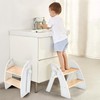 Wooden 2 Step Stool for Kids Bathroom Sink Foldable Anti-Slip