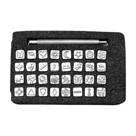 Nicear 32 Pieces Metal Stamp Punch Set for Leather Craft with 1 Stamp Handle Leather Craft Stamping Tools Multiple Shapes and Patterns