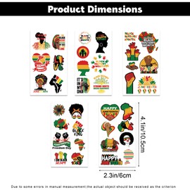 10 Sheets Juneteenth Day Temporary Tattoos,Happy Juneteenth Party Favor Tattoo Stickers,Freedom Day Stickers Decals for Celebrate Black History Month Africa American Independence Day Supplies