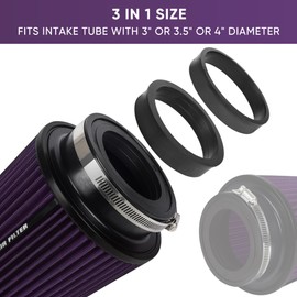 4 Inches Cold Air Intake Filter Universal 3" or 3.5" or 4" High Performance Washable Clamp-On Replacement Cone Air Filter 3 in 1 Size Purple