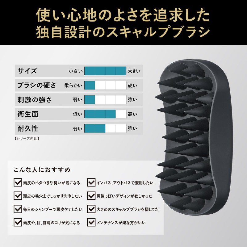 バルクオム スキャルプブラシ メンズ シリコン製 頭皮ブラシ シャンプーブラシ 頭皮洗浄 血行促進