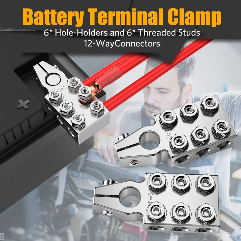 Battery Terminal Connectors, 12-Way Battery Terminal Clamps, BetyBedy Battery Terminals