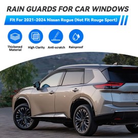 LQQDP 4pcs Smoke Tint Sun Rain Guard Vent Window Visors Compatible with 2021-2024 Nissan Rogue, Outside Mount Tape On Style Acrylic Set of 4 Front+Rear