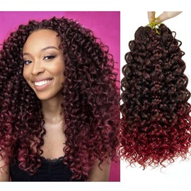 YXCHERISHAIR 8 Packs Curly Crochet Hair 14inch GoGo Curl Crochet hair for Women Deep Wave Braiding hair,Synthetic Bohemian Crochet Braid Water Wave Crochet hair Extensions(1B/BUG, 14inch)