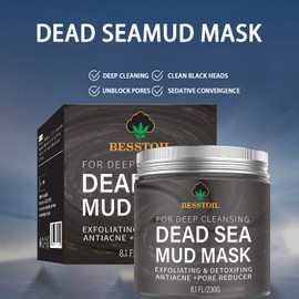 Besstoil Dead Sea Mud Mask for Face and Body, Natural, Vegan, Cruelty-Free Cosmetics - Mineral Rich, Hydrates, Detoxifies, Deep Cleanses Skin for Men or Women, 230 g
