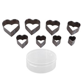8Pcs Steel Leather Cutting Die, Heart Shape Punch Leather Rubber Fiber Silicone Hollow Cutter Die Punching Tool Kit DIY Handmade with Storage Box