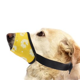 Dog Muzzle,Soft Nylon Print Dog Muzzles for Small Medium & Large Dogs. Breathable Adjustable Loop Pets Muzzle to Prevent Biting Barking and Chewing,Ideal for Vet Visit & Training (Yellow, 7#XXL)