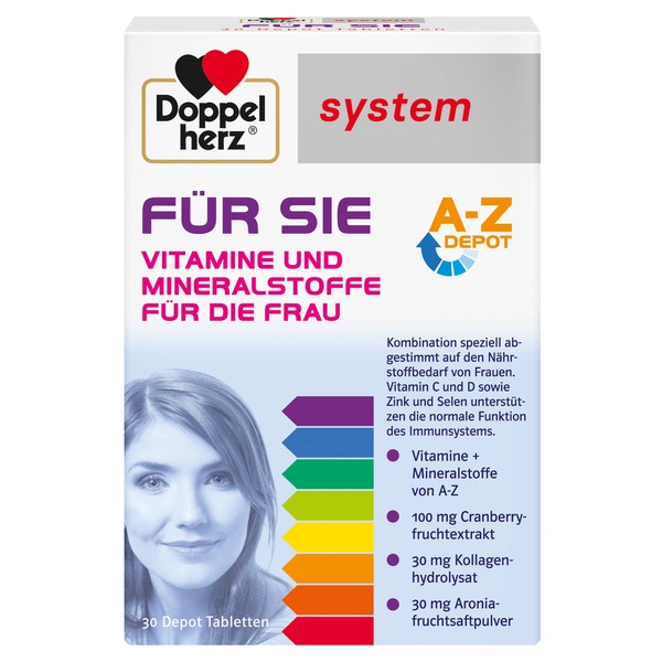Doppelherz System für sie - Vitamins, Minerals and Trace Elements - Tailored to the Nutrient Needs of Women - 30 Tablets