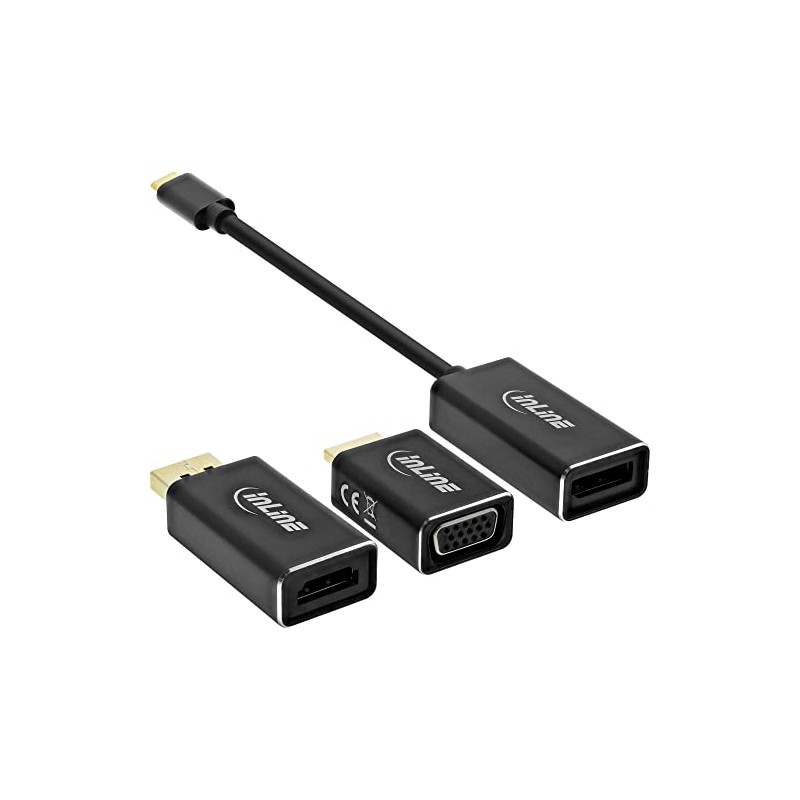 InLine 64109B USB Display Converter Set 6-in-1, USB Type-C Male