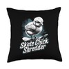 Skating Baby Chicks Skate with Skateboard Cute Skateboarding Throw Pillow