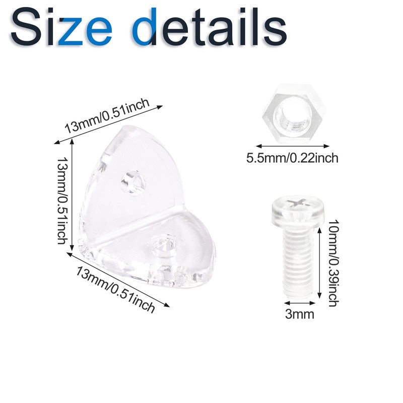 INCREWAY Acrylic L Brackets, 20Pcs Clear Right Angle Bracket, 90