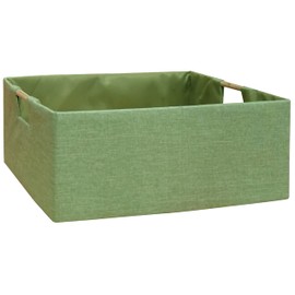 FUULOXE Storage Bin for Shelves Rectangle Closet Baskets Foldable Box with Handles Green Shelf Baskets Toy Boxes for Home Office Car Dormroom