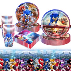 81Pcs Birthday Decorations, Party Decorations Kids' Party Tableware Set, Birthday Party Plates Cups and Napkins Tablecloth 20 Guests