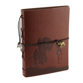 RECUTMS Baby Photo Album Scrapbook Vintage Leather Cover 60 Pages Premium Black Paper Memory Book Children Back to School Holy Communion Gifts for Girls Boys Birthday Presents Kids (Elephant)