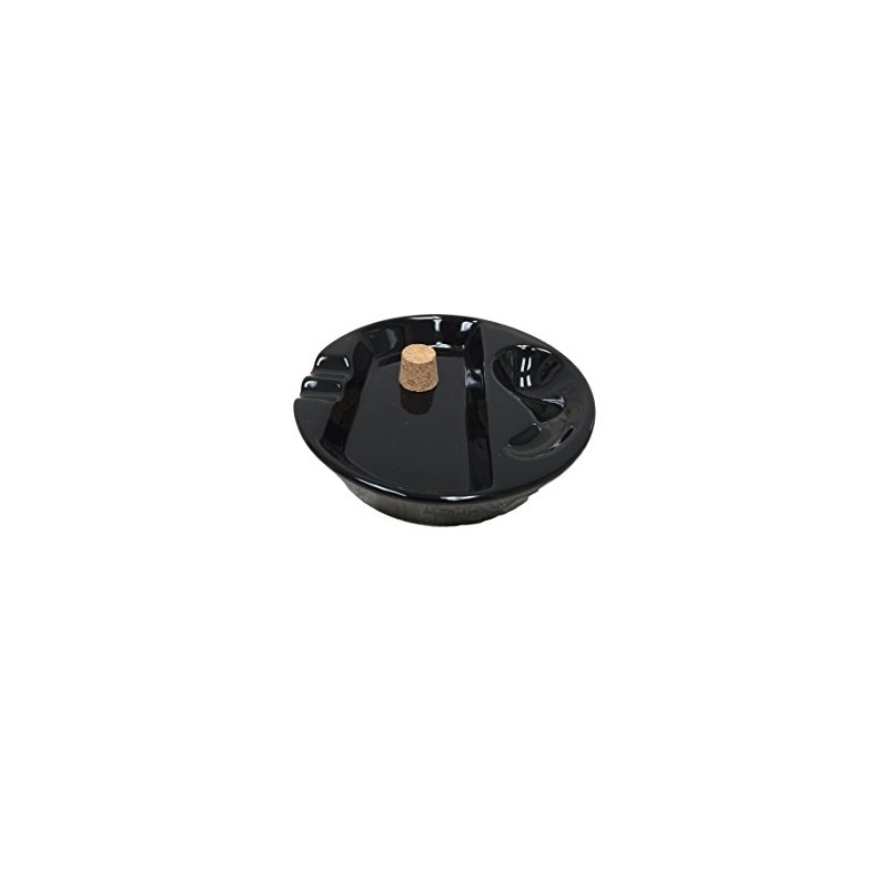 Hankstar Black Ceramic Single Pipe Rest and Double Cigar Ashtray