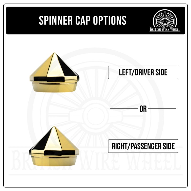 British Wire Wheel 10-sided Bullet/Diamond Gold Knock Off Spinner Cap