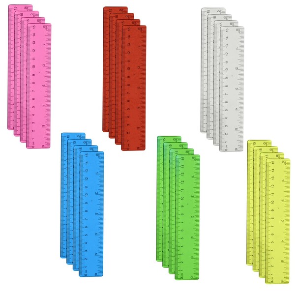 24pcs Clear Plastic Rulers 15cm 30cm Coloured Rulers Set with