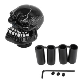 INFINAUTO Skull Shift Knob, 7cm Universal for Automatic and Manual Vehicle Gear Shifter Knob with 4 Adapter Resin Black, 1 Set