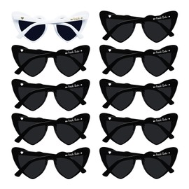 LADY&HOME 10pcs Heart Shaped Hen Party Sunglasses Bridesmaid Gifts Sunglasses Weddings Sunglasses(Black)