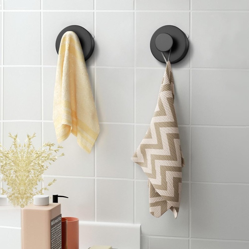flintronic 4 Pcs Vacuum Suction Cup Hooks, Waterproof Reusable Heavy