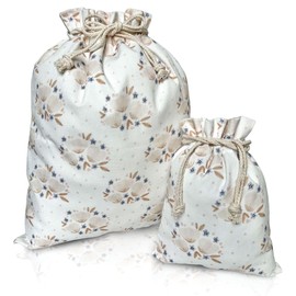Gather & Knot - Bolsas de regalo con cordón | 20 pulgadas grandes de 12 pulgadas | Lona premium | Envoltura de tela reutilizable para cumpleaños de niñas, baby shower | Boho Floral