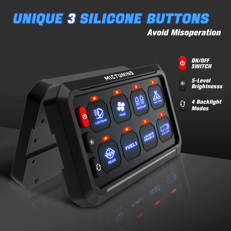 MICTUNING LED Touch Switch Panel 8 Gang Car Marine Boat