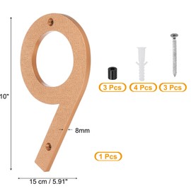 PATIKIL 10 Inch House Number, House Address Numbers Sign Large Floating Modern with Screws for Outside Door Wall Street, Gold, 9