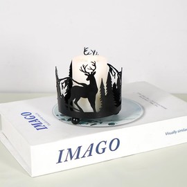 Pillar Moose Candle Holders, Sika Deer Candlestick Holder, Vintage Animal Silhouette Candles Tray, Safari Tea Light Candle Stand for Restaurant, Forest Theme Decor, Black Candle Holder, Deer Theme
