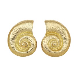 Gold Spiral Shell Earrings for Women, Seashell earrings, Starfish Earrings, Gold Spiral Statement Earrings, Chunky Vintage Conch Earrings, Beachy Style Jewelry-conch