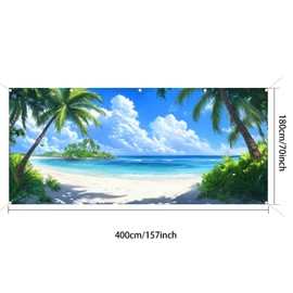 BlissYard 13x6ft Summer Garage Door Banner Natural Scenery Beach Backdrop Tropical Beach Scenery Blue Sky Garage Door Cover Decoration for Pool Party Indoor Outdoor House Wall Background Decor