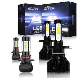 AUIMSOCO For Toyota Tacoma 2005-2011 Led Headlight Hi/Lo+Fog light bulbs Kit 6000K White