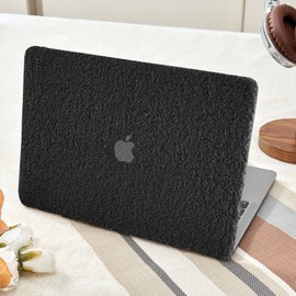 GABraden Compatible with MacBook Air 13 inch Case,2018-2020Release(A2337 M1 A2179 A1932) with Touch ID & 2 Pack Keyboard Protectors,Faux Skin Plush Design Laptop Hard Shell（Black Plush）