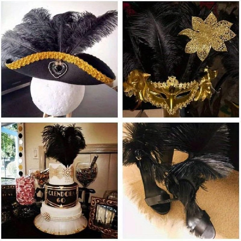 10pcs Natural Ostrich Feather Craft 16-18inch(40-45cm) Plume for Wedding Centerpieces