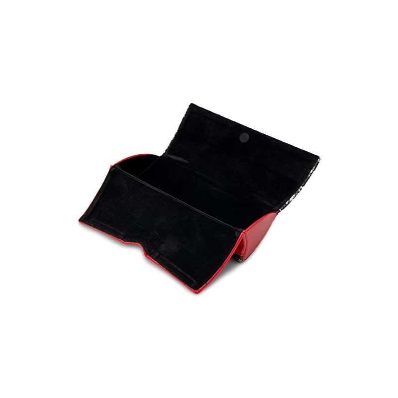 Pearl 092677 Eyeglass Case, Black, Semi-Hard, Magnetic, Flower Pattern
