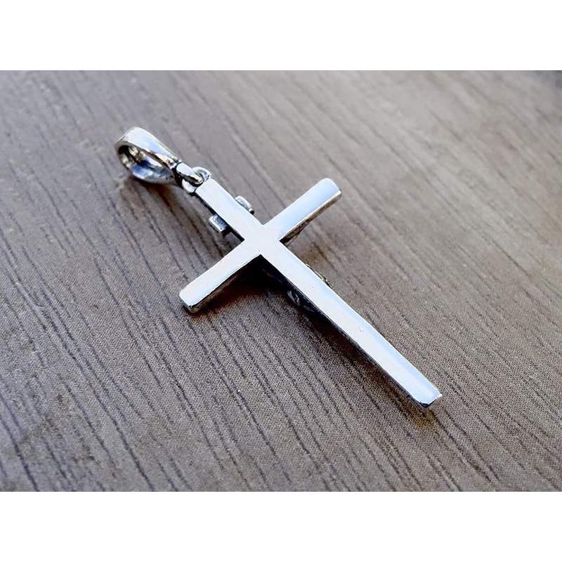 925 Sterling Silver Cross Pendant INRI Jesus Christ Crucifix Religious