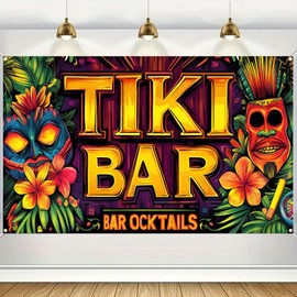 lissYard Hawaiian Tiki Bar Backdrop Banner Hello Summer Hawaiian Aloha Decorations Seasonal Party Banner 71x43 inch Beach Hawaiian Aloha Outdoor Party Supplies