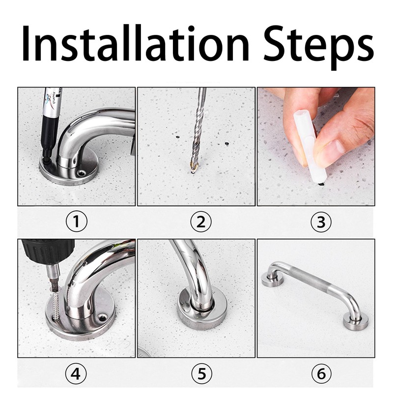 Oruiiju Pack of 2 Shower Handrails 304 Stainless Steel with