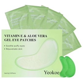 Yeokoe Eye Masks for Puffy Eyes & Circles – 20 Pairs Aloe Vera Vitamin E