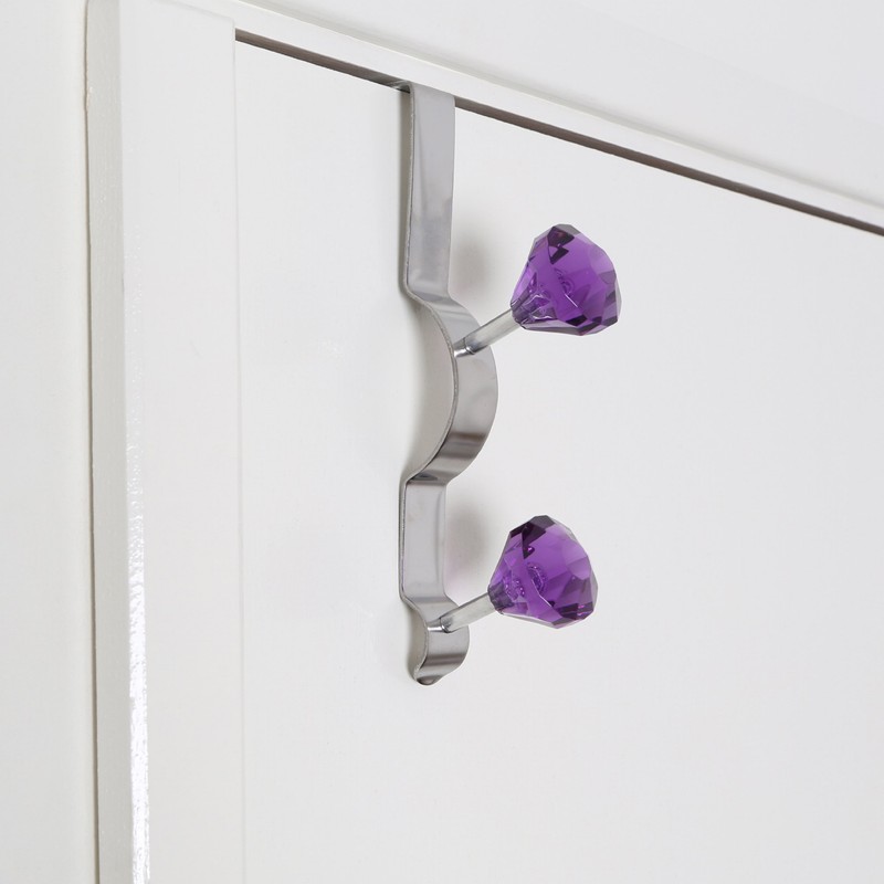 Premier Housewares Diamante Double Over Door Hook - Purple