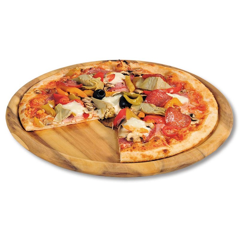 LS-LebenStil XL Pizza Plate 32 cm Round Bamboo Wood FSC