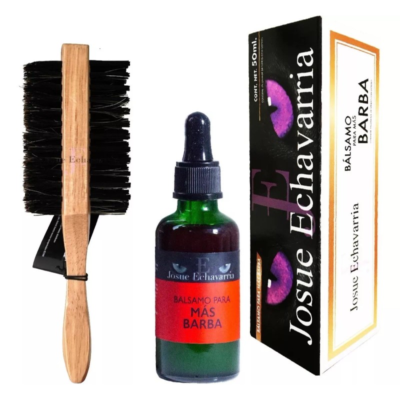 Josue Echavarria Kit Locion Crecimiento De Barba Cepillo Doble Tallado