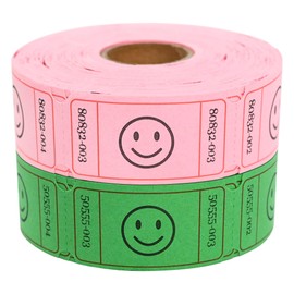 L LIKED 1000 Raffle Tickets, Smile,2 Color Set of 500 1" x 2" Single Roll,Tickets for Raffles, Carnival, Door Prizes and Class Reward - Pink/Green