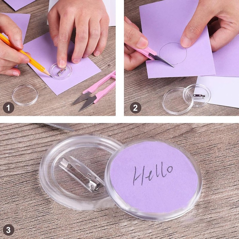 Acrylic Button Badge, 20pc Clear Badge Making Kit, 44mm