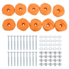 PATIKIL Rock Climbing Holds, 10 Pcs Climbing Rock Wall Grips Play Set Climber Attachments with Single Holes for Playground Accessories Indoor Outdoor Tree Training, Yellow-A