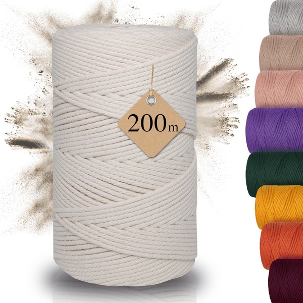 AMPARA – Weiches Makramee Garn 3mm x 200m - 100%