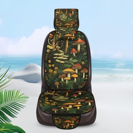 Tewujay Car Seat Covers Set, 5 - Seat Full Set with Headrest, Mushroom Design Honeycomb Knit Fabric, Breathable & All - Season Universal Automotive Seat Protectors