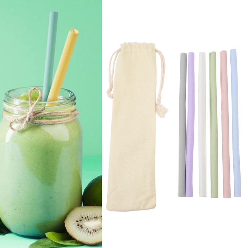 6PCS Openable Straws Silicone 9.8in Snap Washable Reusable Easy to